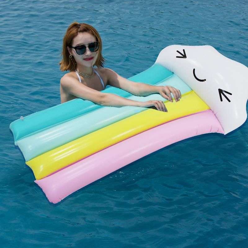PVC Summer Water Play Equipment Toys Inflatable Eco-Friendly Rainbow Cloud Pool Float