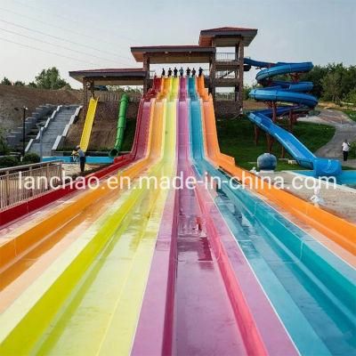 Multi Lane Fiberglass Rainbow Wavy Water Park Slide