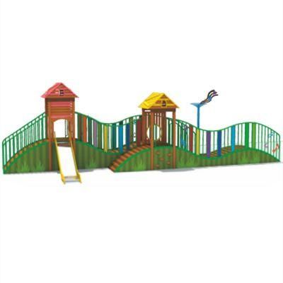 Outdoor Playground Equipment Park Kids Wooden House Slide Climbing QS69
