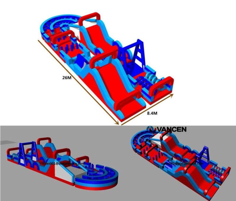 Funny Large Inflatable Bounce Combo Obstacle Course Inflatable Obstacle