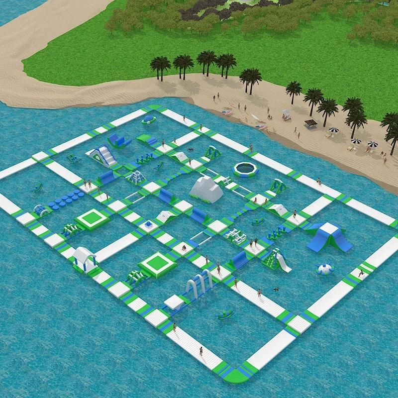 70m X 50m Inflatable Aqua Park Adult and Kids Size Floating Water Park, Outdoor Public Water Game