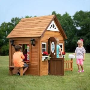 Garden Wooden Cubby House Outdoor Playhouse for Kids with Slide