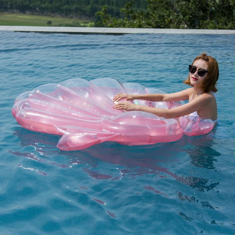 Outdoor Summer Water Play Equipment Toys Inflatable PVC Eco-Friendly Pink Glitter Seashell Pool Float