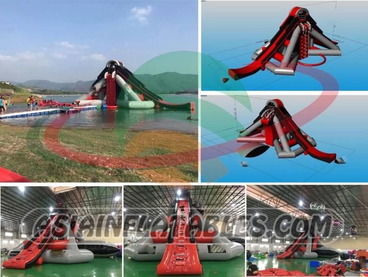 Super Exciting Adult Inflatable Water Park Toy with Giant Slide, Inflatable Floating Island