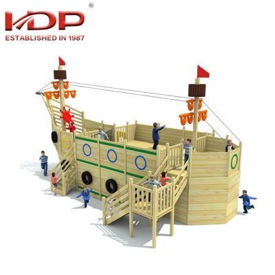 Children Wooden Outdoor Playground Ship Shape Amusement Equipment