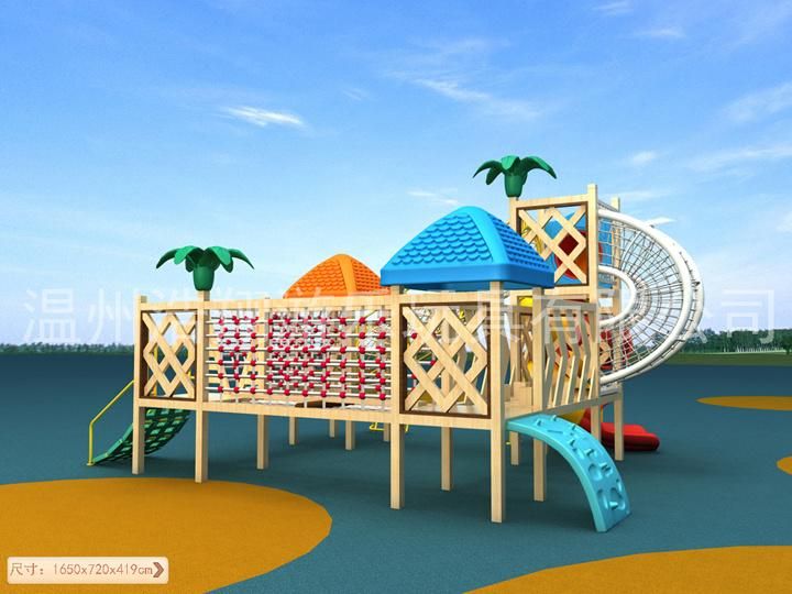 Wooden Toy Competitive Children Playground Wooden Pirate Ship Playground