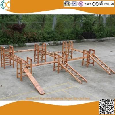 Backyard Wooden Climbing Frame for Children Wood Outdoor Jungle Gym