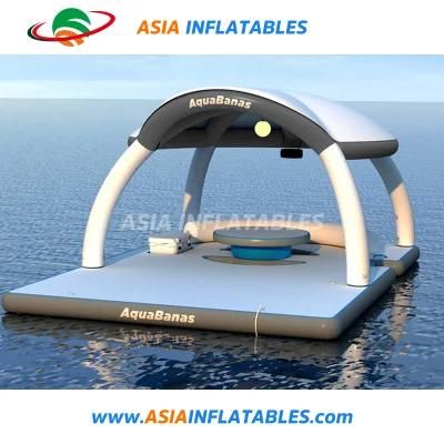 Drop Stitch Inflatable Floating Water Platform with Canopy