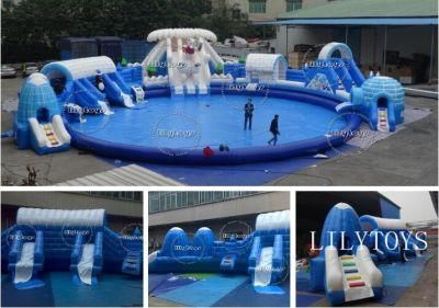 Hot Selling Facotry PVC Type Ice House Inflatable Park with Pool