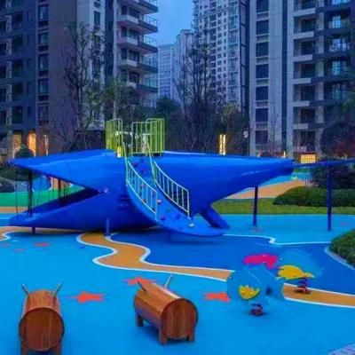 Community Outdoor Wooden Slide Whale Shape Park Children&prime;s Playground Equipment