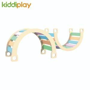 Hot Sale Colorful Rainbow Indoor Playground Wooden Play Toys Hand and Brain Balance Training Rocking Toys and Bridge Toys